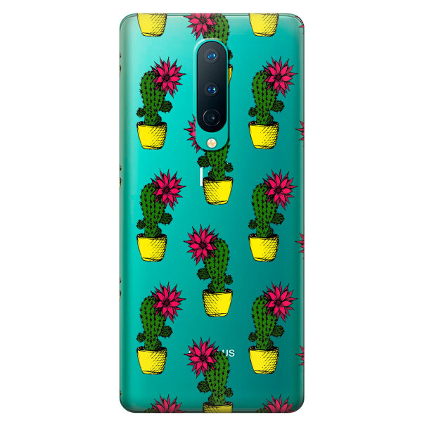 

Прозрачный силиконовый чехол iSwag для OnePlus 8 с рисунком - Кактусы (KS6153)