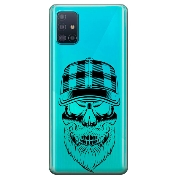 

Прозрачный силиконовый чехол iSwag для Samsung Galaxy A51 с рисунком - Бородатый череп (KS3176)