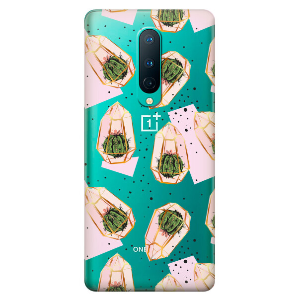 

Прозрачный силиконовый чехол iSwag для OnePlus 8 с рисунком - Кактусы в колбах (KS6154)