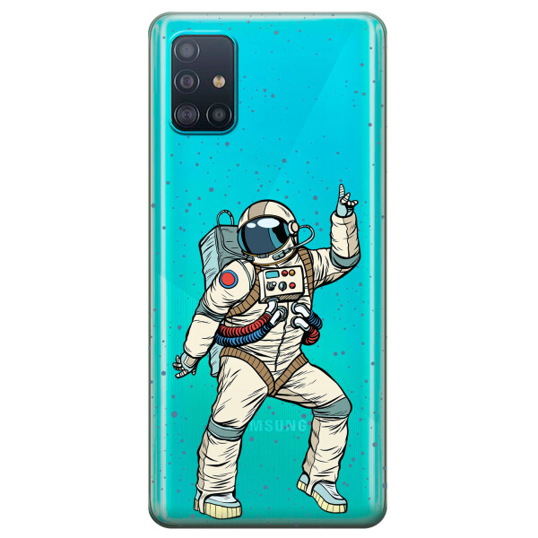 

Прозрачный силиконовый чехол iSwag для Samsung Galaxy A51 с рисунком - Веселый космонавт (KS3177)