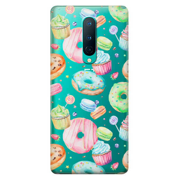 

Прозрачный силиконовый чехол iSwag для OnePlus 8 с рисунком - Пончики (KS6155)