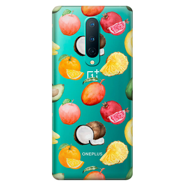 

Прозрачный силиконовый чехол iSwag для OnePlus 8 с рисунком - Фрукты (KS6156)