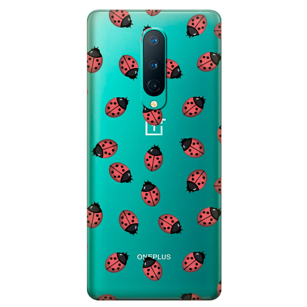 

Прозрачный силиконовый чехол iSwag для OnePlus 8 с рисунком - Божьи коровки (KS6158)