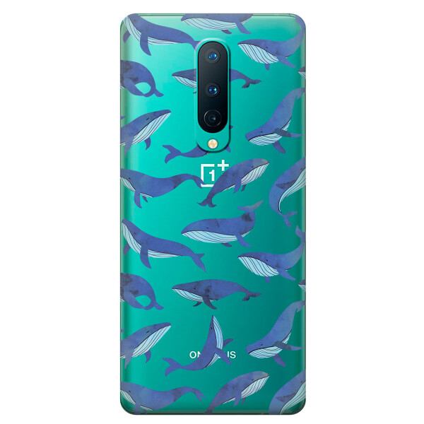 

Прозрачный силиконовый чехол iSwag для OnePlus 8 с рисунком - Киты (KS6159)