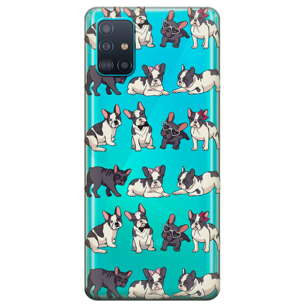 

Прозрачный силиконовый чехол iSwag для Samsung Galaxy A51 с рисунком - Маленькие бульдоги (KS3183)