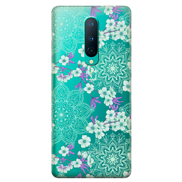 

Прозрачный силиконовый чехол iSwag для OnePlus 8 с рисунком - Цветочная мандала (KS6162)