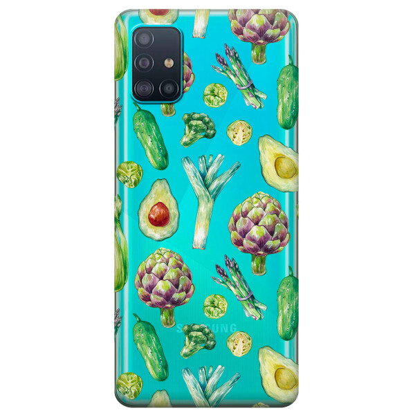 

Прозрачный силиконовый чехол iSwag для Samsung Galaxy A51 с рисунком - Полезная еда (KS3186)