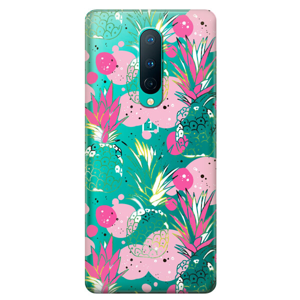 

Прозрачный силиконовый чехол iSwag для OnePlus 8 с рисунком - Ананасы (KS6165)