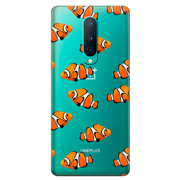 

Прозрачный силиконовый чехол iSwag для OnePlus 8 с рисунком - Рыбки (KS6166)