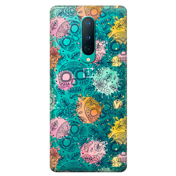 

Прозрачный силиконовый чехол iSwag для OnePlus 8 с рисунком - Красочные черепа (KS6171)