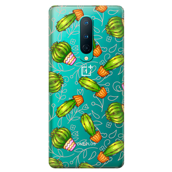 

Прозрачный силиконовый чехол iSwag для OnePlus 8 с рисунком - Арт кактусы (KS6174)