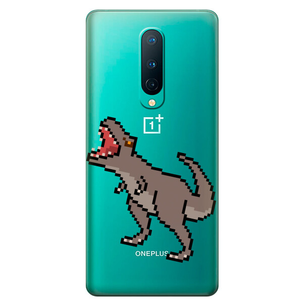 

Прозрачный силиконовый чехол iSwag для OnePlus 8 с рисунком - Пикселький динозавр (KS6175)