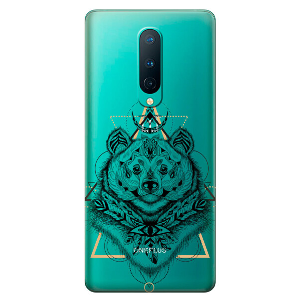

Прозрачный силиконовый чехол iSwag для OnePlus 8 с рисунком - Медведь индеец (KS6184)