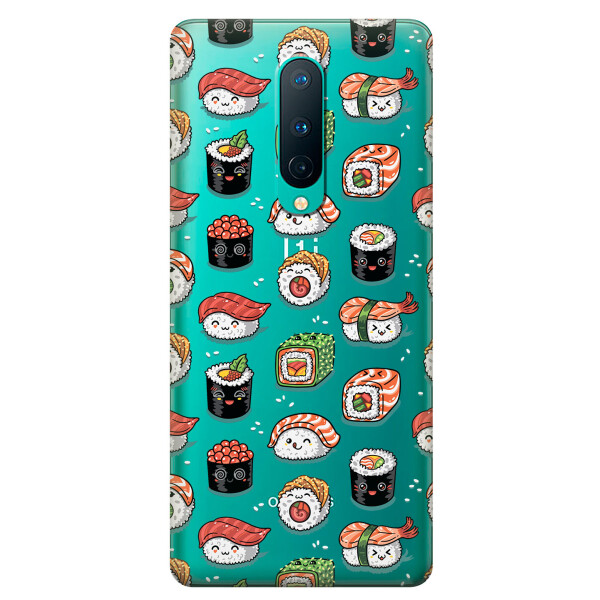 

Прозрачный силиконовый чехол iSwag для OnePlus 8 с рисунком - Смешные суши (KS6187)