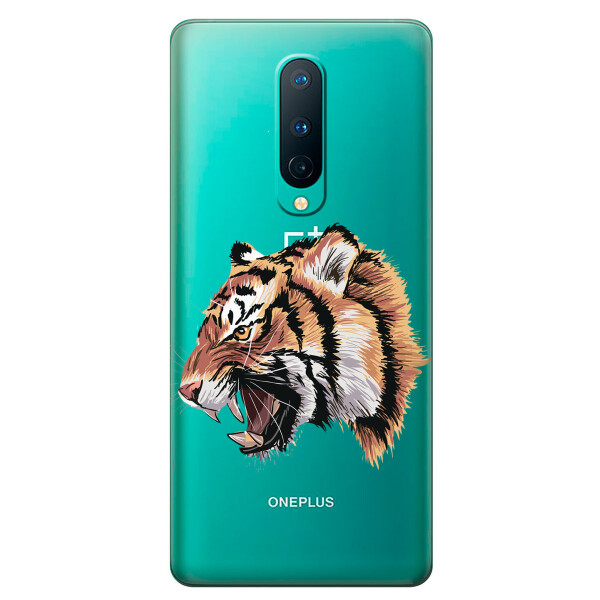 

Прозрачный силиконовый чехол iSwag для OnePlus 8 с рисунком - Тигр (KS6188)