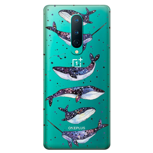 

Прозрачный силиконовый чехол iSwag для OnePlus 8 с рисунком - Киты Единороги (KS6194)