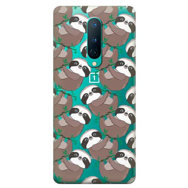 

Прозрачный силиконовый чехол iSwag для OnePlus 8 с рисунком - Удивленные ленивцы (KS6197)