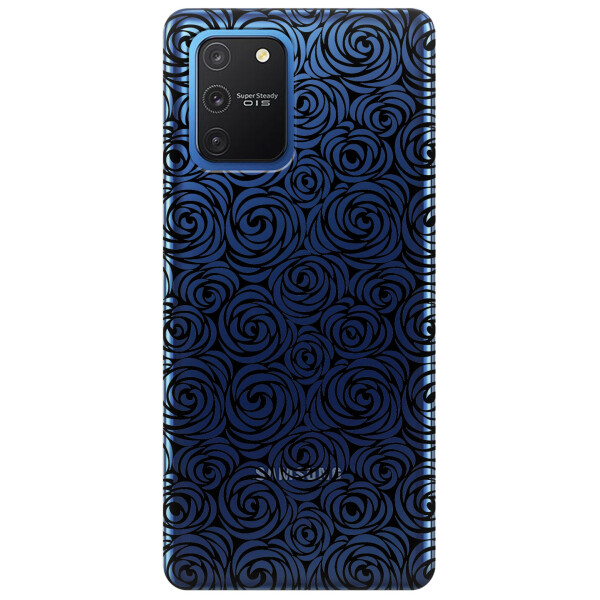

Прозрачный силиконовый чехол iSwag для Samsung Galaxy S10 Lite с рисунком - Черные узоры (KS3448)