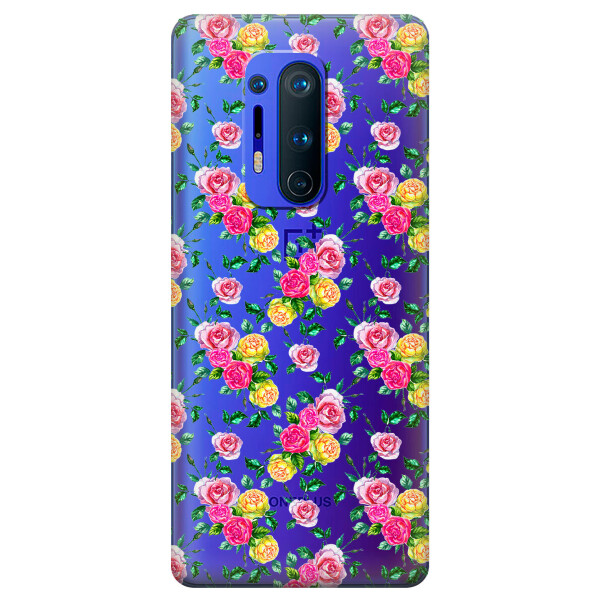 

Прозрачный силиконовый чехол iSwag для OnePlus 8 Pro с рисунком - Розы (KS6201)
