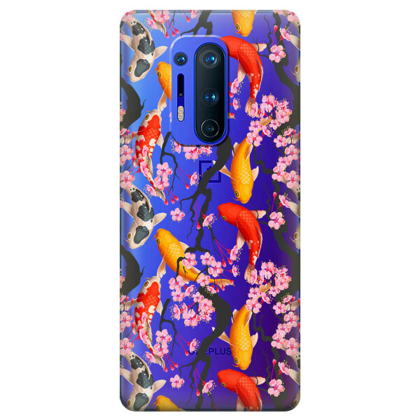 

Прозрачный силиконовый чехол iSwag для OnePlus 8 Pro с рисунком - Японские рыбы (KS6203)