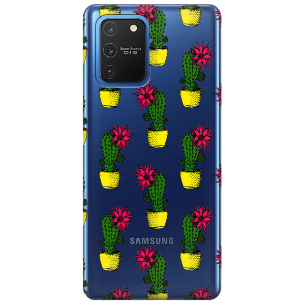 

Прозрачный силиконовый чехол iSwag для Samsung Galaxy S10 Lite с рисунком - Кактусы (KS3453)