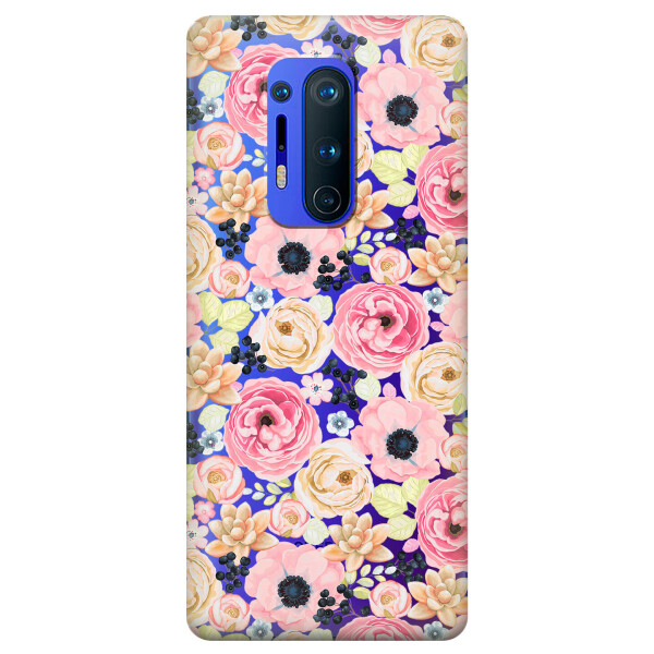 

Прозрачный силиконовый чехол iSwag для OnePlus 8 Pro с рисунком - Цветочный букет (KS6206)