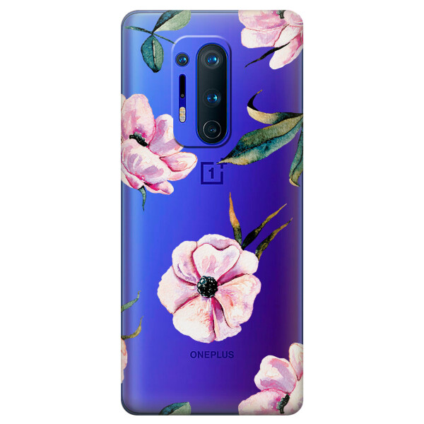 

Прозрачный силиконовый чехол iSwag для OnePlus 8 Pro с рисунком - Пионы (KS6208)
