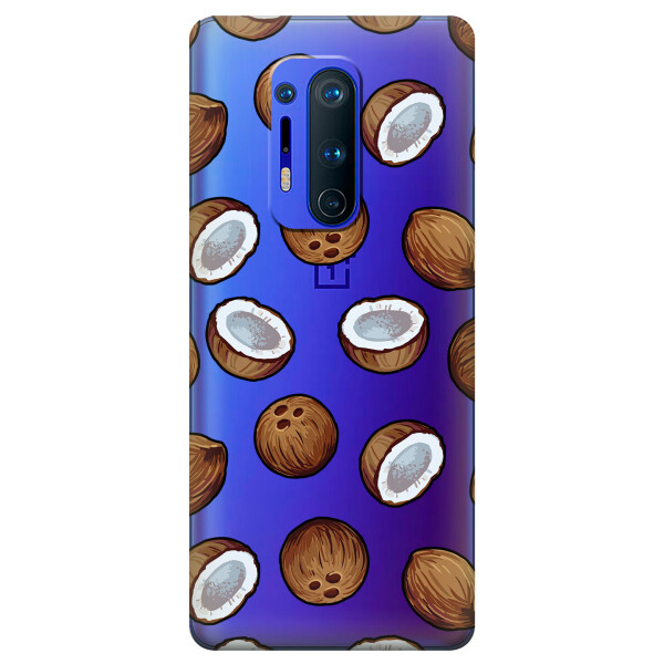 

Прозрачный силиконовый чехол iSwag для OnePlus 8 Pro с рисунком - Кокосы (KS6214)