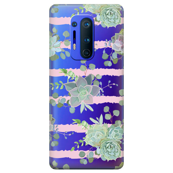 

Прозрачный силиконовый чехол iSwag для OnePlus 8 Pro с рисунком - Суккуленты (KS6216)