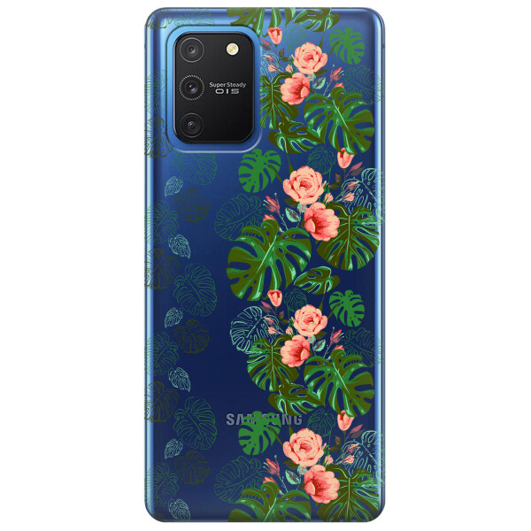 

Прозрачный силиконовый чехол iSwag для Samsung Galaxy S10 Lite с рисунком - Тропические листья (KS3469)