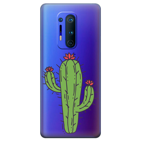 

Прозрачный силиконовый чехол iSwag для OnePlus 8 Pro с рисунком - Тропический кактус (KS6221)