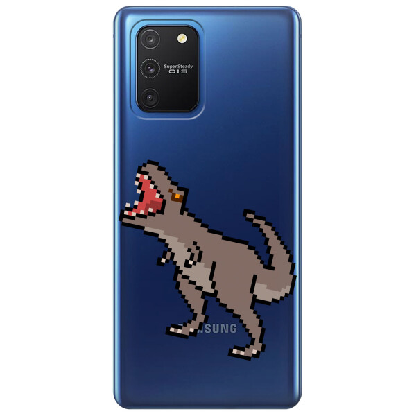 

Прозрачный силиконовый чехол iSwag для Samsung Galaxy S10 Lite с рисунком - Пикселький динозавр (KS3475)