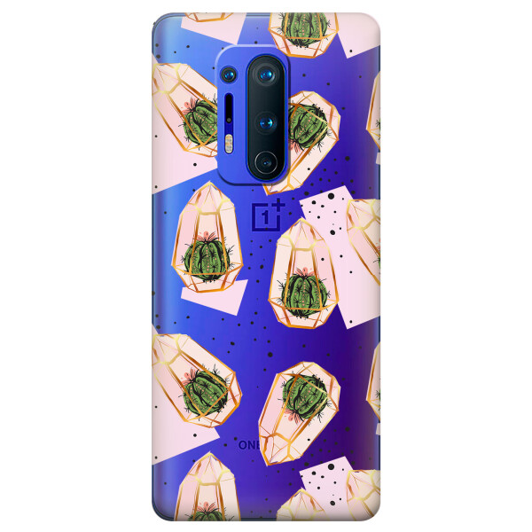 

Прозрачный силиконовый чехол iSwag для OnePlus 8 Pro с рисунком - Кактусы в колбах (KS6229)