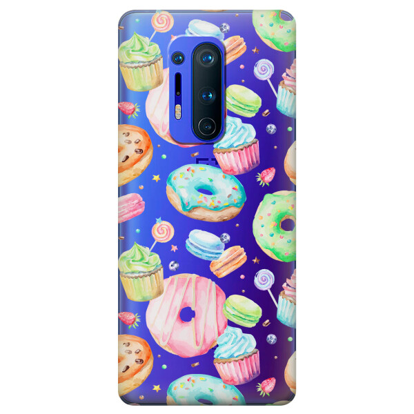 

Прозрачный силиконовый чехол iSwag для OnePlus 8 Pro с рисунком - Пончики (KS6230)