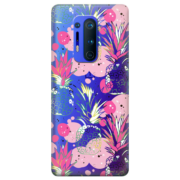 

Прозрачный силиконовый чехол iSwag для OnePlus 8 Pro с рисунком - Ананасы (KS6240)