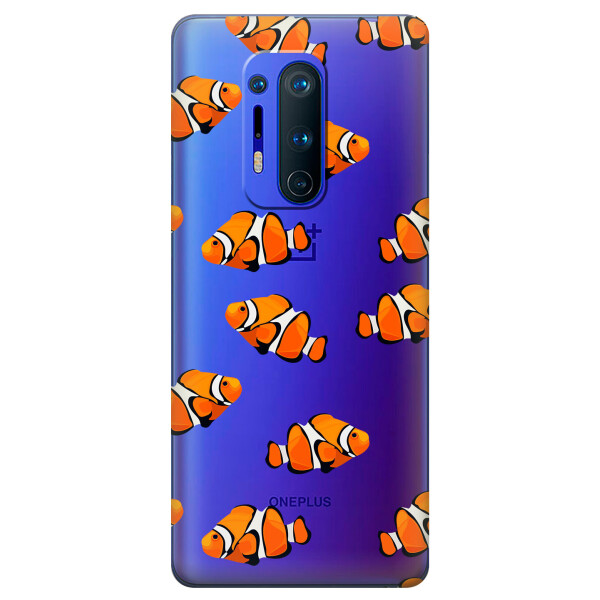 

Прозрачный силиконовый чехол iSwag для OnePlus 8 Pro с рисунком - Рыбки (KS6241)