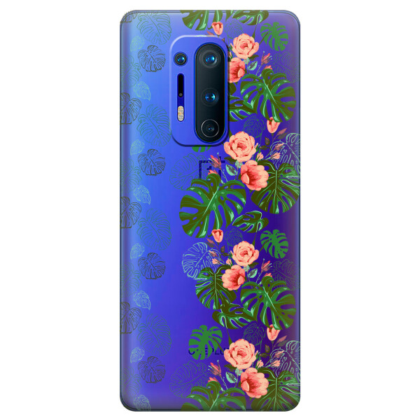 

Прозрачный силиконовый чехол iSwag для OnePlus 8 Pro с рисунком - Тропические листья (KS6244)
