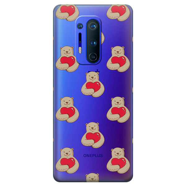 

Прозрачный силиконовый чехол iSwag для OnePlus 8 Pro с рисунком - Влюбленные медведи (KS6248)