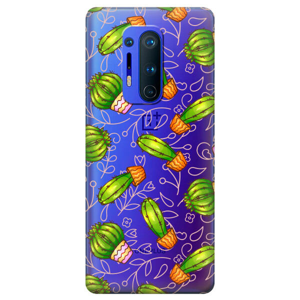 

Прозрачный силиконовый чехол iSwag для OnePlus 8 Pro с рисунком - Арт кактусы (KS6249)