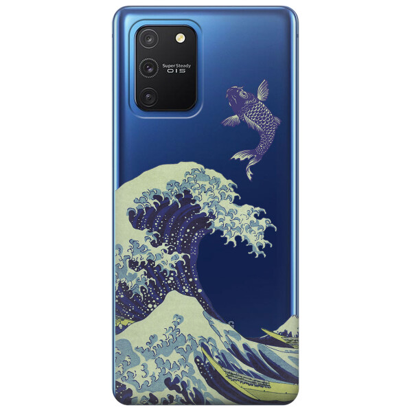 

Прозрачный силиконовый чехол iSwag для Samsung Galaxy S10 Lite с рисунком - Большая волна в Канагаве (KS3500)