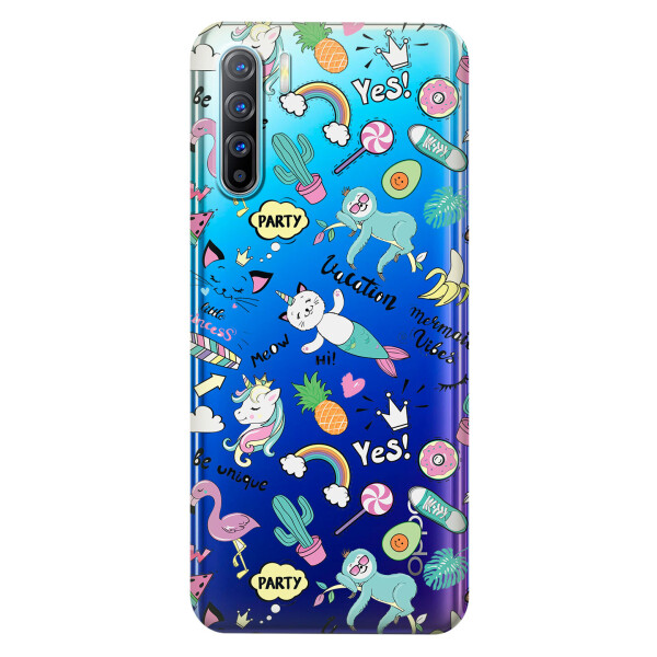 

Прозрачный силиконовый чехол iSwag для OPPO Reno 3 с рисунком - Летнее настроение (KS3747)