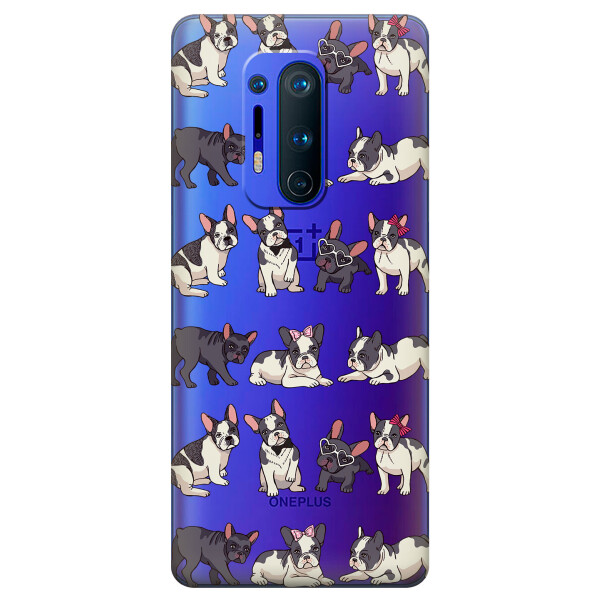 

Прозрачный силиконовый чехол iSwag для OnePlus 8 Pro с рисунком - Маленькие бульдоги (KS6258)