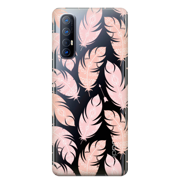 

Прозрачный силиконовый чехол iSwag для OPPO Reno 3 Pro с рисунком - Розовые перья (KS3802)