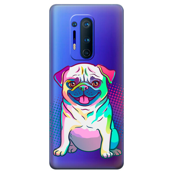 

Прозрачный силиконовый чехол iSwag для OnePlus 8 Pro с рисунком - Мопс (KS6260)