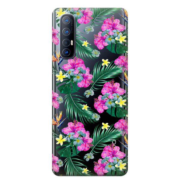 

Прозрачный силиконовый чехол iSwag для OPPO Reno 3 Pro с рисунком - Тропические цветы (KS3804)