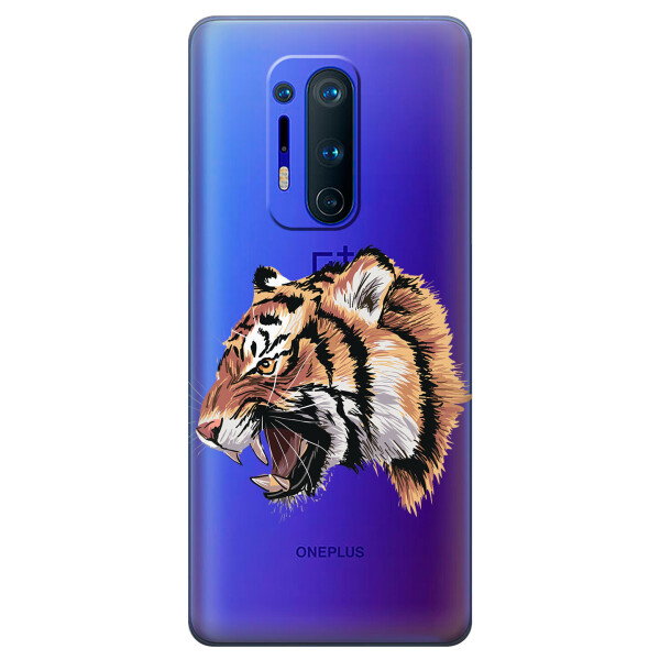 

Прозрачный силиконовый чехол iSwag для OnePlus 8 Pro с рисунком - Тигр (KS6263)