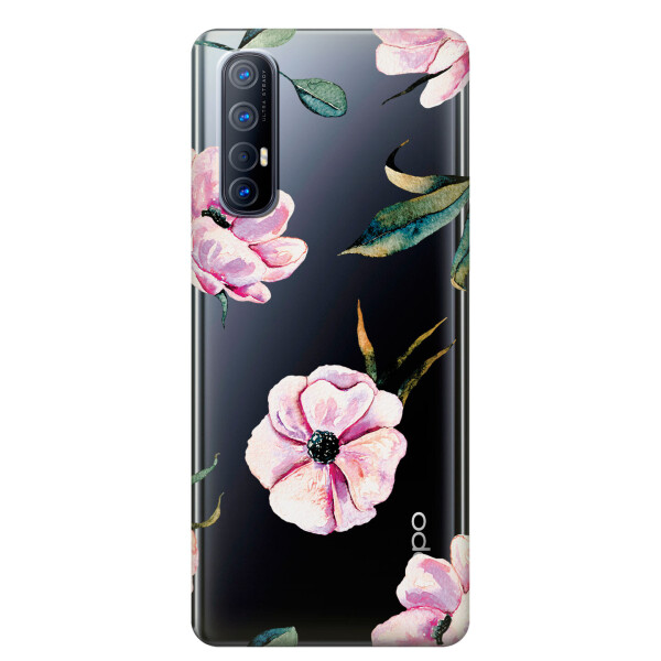 

Прозрачный силиконовый чехол iSwag для OPPO Reno 3 Pro с рисунком - Пионы (KS3808)