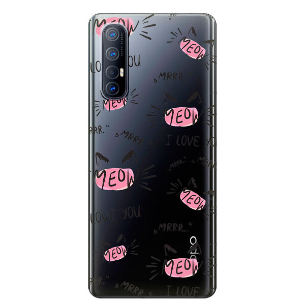 

Прозрачный силиконовый чехол iSwag для OPPO Reno 3 Pro с рисунком - Кошачьи мордочки (KS3811)
