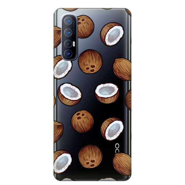 

Прозрачный силиконовый чехол iSwag для OPPO Reno 3 Pro с рисунком - Кокосы (KS3814)