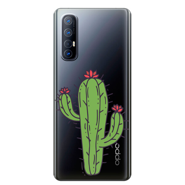 

Прозрачный силиконовый чехол iSwag для OPPO Reno 3 Pro с рисунком - Тропический кактус (KS3821)